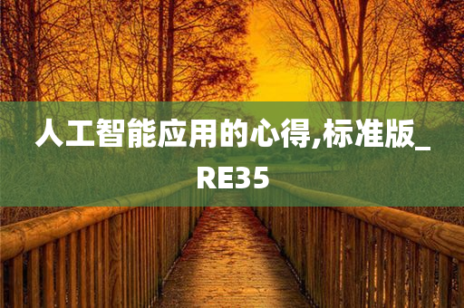 人工智能应用的心得,标准版_RE35