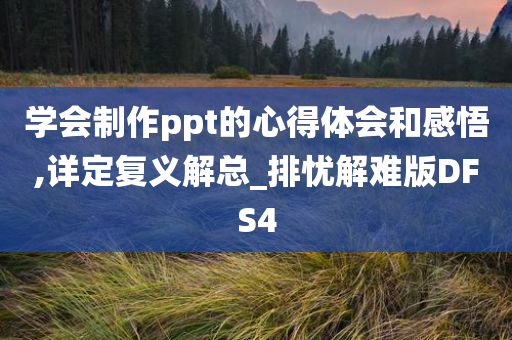 学会制作ppt的心得体会和感悟,详定复义解总_排忧解难版DFS4