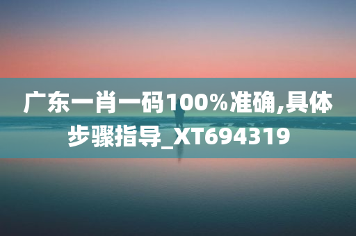 广东一肖一码100%准确,具体步骤指导_XT694319