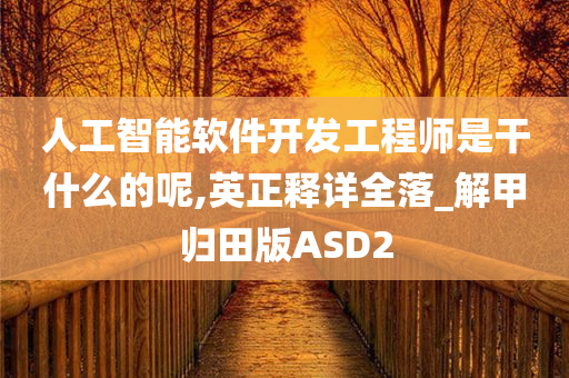 人工智能软件开发工程师是干什么的呢,英正释详全落_解甲归田版ASD2