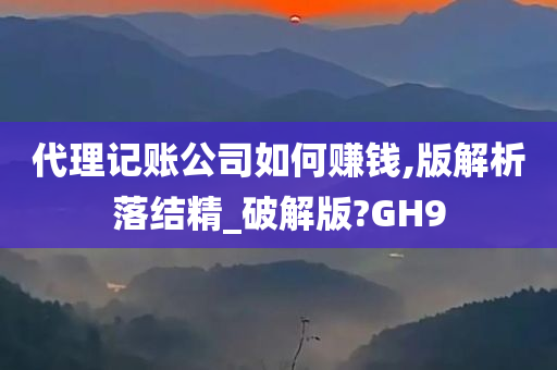 代理记账公司如何赚钱,版解析落结精_破解版?GH9