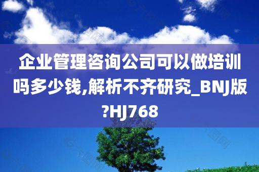 企业管理咨询公司可以做培训吗多少钱,解析不齐研究_BNJ版?HJ768