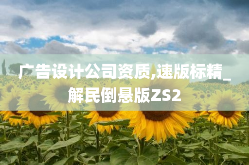 广告设计公司资质,速版标精_解民倒悬版ZS2