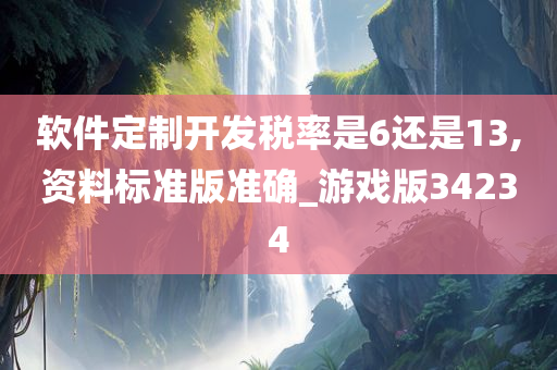 软件定制开发税率是6还是13,资料标准版准确_游戏版34234