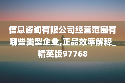 信息咨询有限公司经营范围有哪些类型企业,正品效率解释_精英版97768