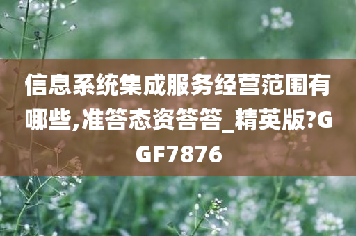 信息系统集成服务经营范围有哪些,准答态资答答_精英版?GGF7876