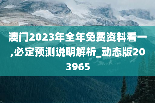 澳门2023年全年免费资料看一,必定预测说明解析_动态版203965