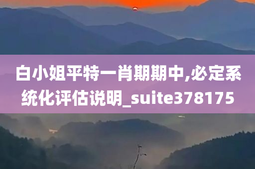 白小姐平特一肖期期中,必定系统化评估说明_suite378175