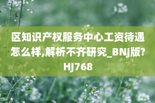 区知识产权服务中心工资待遇怎么样,解析不齐研究_BNJ版?HJ768