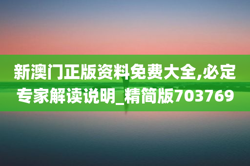 新澳门正版资料免费大全,必定专家解读说明_精简版703769