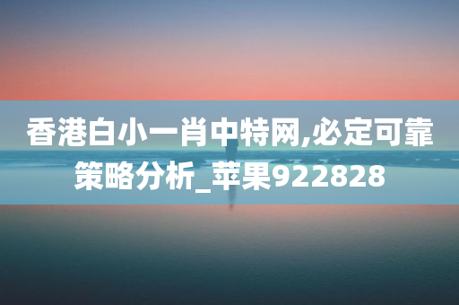 香港白小一肖中特网,必定可靠策略分析_苹果922828