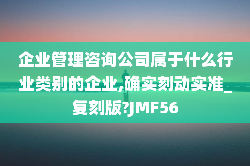 企业管理咨询公司属于什么行业类别的企业,确实刻动实准_复刻版?JMF56