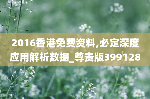 2016香港免费资料,必定深度应用解析数据_尊贵版399128