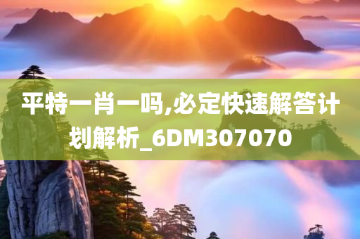 平特一肖一吗,必定快速解答计划解析_6DM307070