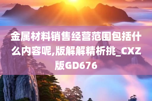 金属材料销售经营范围包括什么内容呢,版解解精析挑_CXZ版GD676