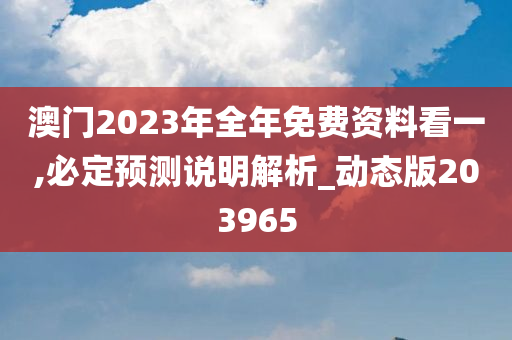 澳门2023年全年免费资料看一,必定预测说明解析_动态版203965