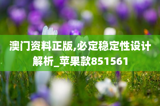 澳门资料正版,必定稳定性设计解析_苹果款851561