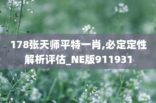 178张天师平特一肖,必定定性解析评估_NE版911931