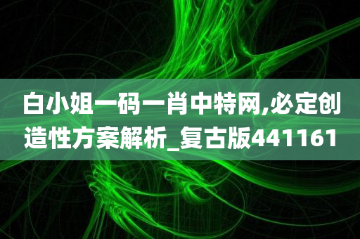 白小姐一码一肖中特网,必定创造性方案解析_复古版441161