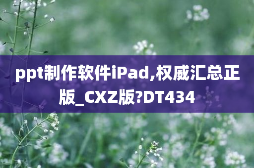 ppt制作软件iPad,权威汇总正版_CXZ版?DT434