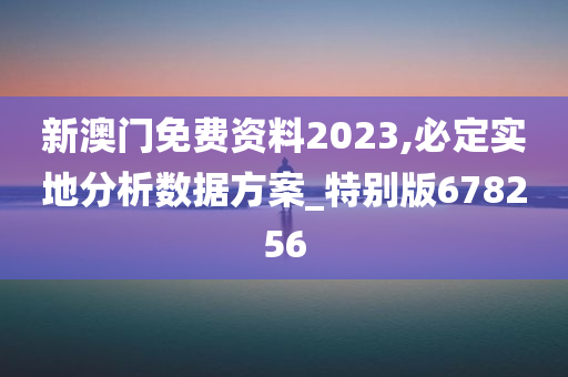 新澳门免费资料2023,必定实地分析数据方案_特别版678256