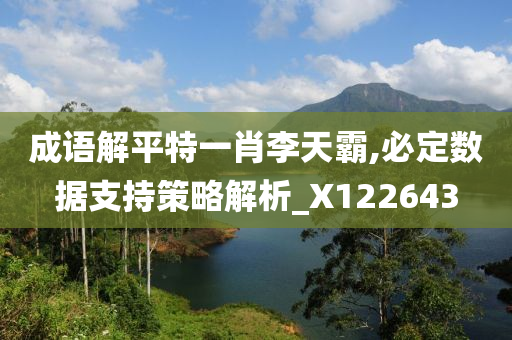 成语解平特一肖李天霸,必定数据支持策略解析_X122643