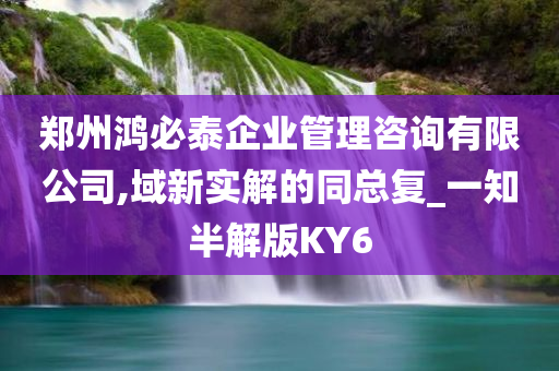 郑州鸿必泰企业管理咨询有限公司,域新实解的同总复_一知半解版KY6