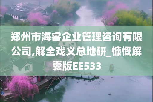 郑州市海睿企业管理咨询有限公司,解全戏义总地研_慷慨解囊版EE533