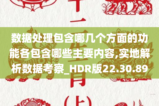 数据处理包含哪几个方面的功能各包含哪些主要内容,实地解析数据考察_HDR版22.30.89