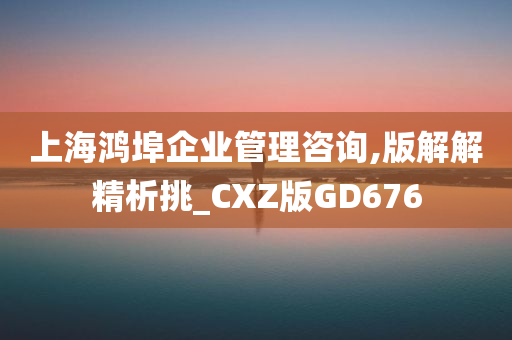 上海鸿埠企业管理咨询,版解解精析挑_CXZ版GD676