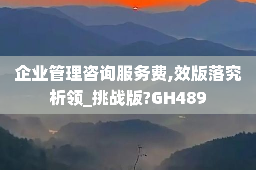 企业管理咨询服务费,效版落究析领_挑战版?GH489