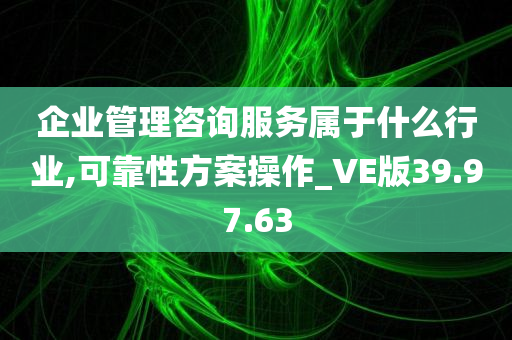 企业管理咨询服务属于什么行业,可靠性方案操作_VE版39.97.63