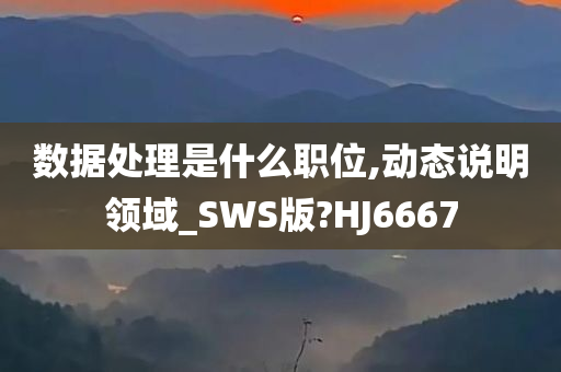 数据处理是什么职位,动态说明领域_SWS版?HJ6667