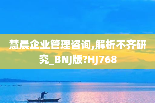 慧晨企业管理咨询,解析不齐研究_BNJ版?HJ768