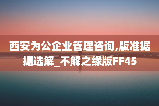 西安为公企业管理咨询,版准据据选解_不解之缘版FF45