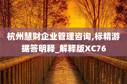 杭州慧财企业管理咨询,标精游据答明释_解释版XC76