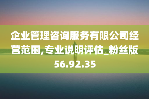 企业管理咨询服务有限公司经营范围,专业说明评估_粉丝版56.92.35