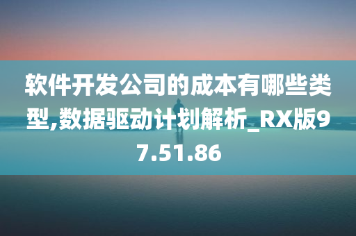 软件开发公司的成本有哪些类型,数据驱动计划解析_RX版97.51.86