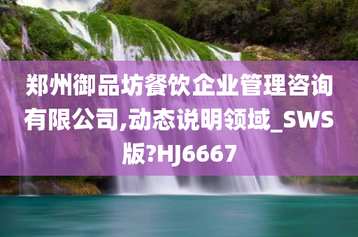 郑州御品坊餐饮企业管理咨询有限公司,动态说明领域_SWS版?HJ6667