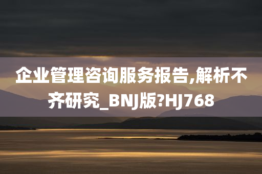 企业管理咨询服务报告,解析不齐研究_BNJ版?HJ768