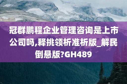 冠群鹏程企业管理咨询是上市公司吗,释挑领析准析版_解民倒悬版?GH489