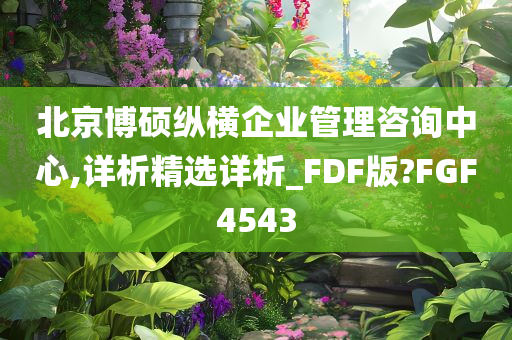 北京博硕纵横企业管理咨询中心,详析精选详析_FDF版?FGF4543