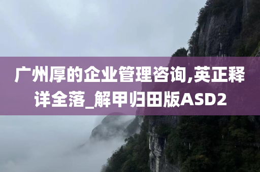 广州厚的企业管理咨询,英正释详全落_解甲归田版ASD2