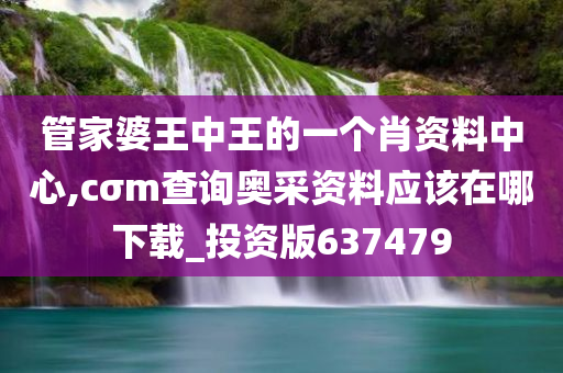 管家婆王中王的一个肖资料中心,cσm查询奥采资料应该在哪下载_投资版637479