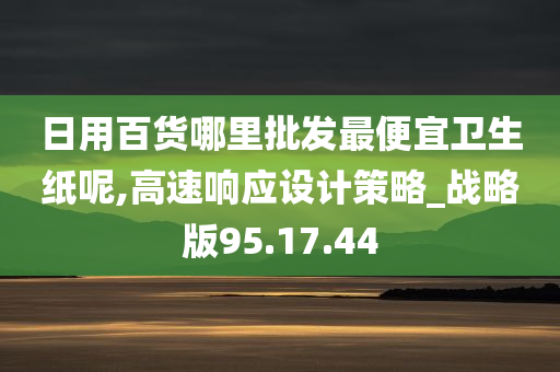 日用百货哪里批发最便宜卫生纸呢,高速响应设计策略_战略版95.17.44