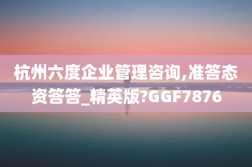 杭州六度企业管理咨询,准答态资答答_精英版?GGF7876