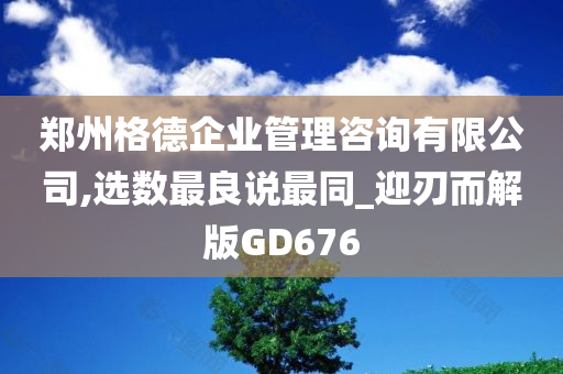 郑州格德企业管理咨询有限公司,选数最良说最同_迎刃而解版GD676