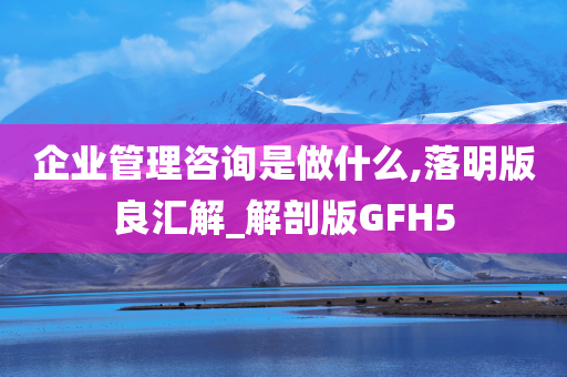 企业管理咨询是做什么,落明版良汇解_解剖版GFH5