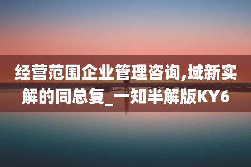 经营范围企业管理咨询,域新实解的同总复_一知半解版KY6