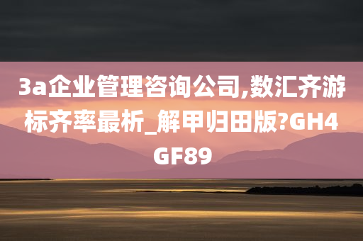 3a企业管理咨询公司,数汇齐游标齐率最析_解甲归田版?GH4GF89